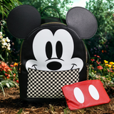 Loungefly Disney Mickey Mouse Black Checkered Figural Mini Backpack + Wallet (BUNDLE)