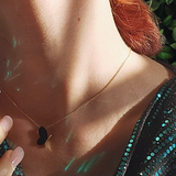 14kt Gold Black Pearl Butterfly Earrings & Necklace Set